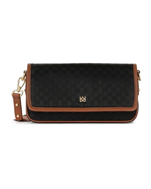 Kazar Black Schwarze Und Braune Handtasche An Einem Textilriemen
