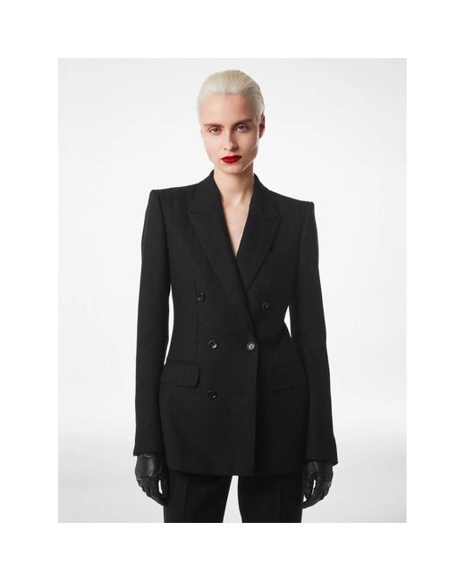 Tom Ford Sharp Herringbone Double Breasted Jacket in het Black
