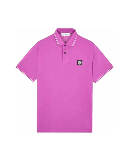 Stone Island Pique polo shirt logo kurzarm in Purple für Herren