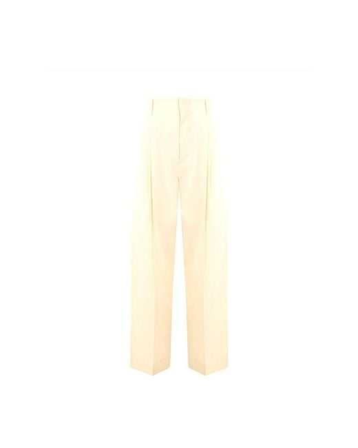 Bottega Veneta White Wide Trousers