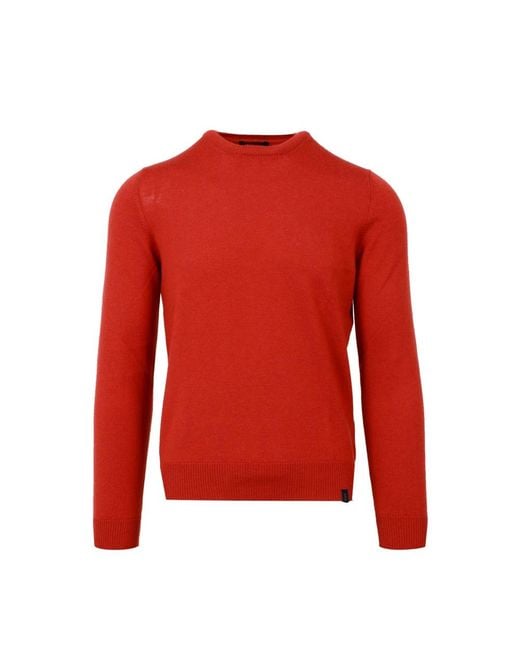 Fay Round-Neck Knitwear in het Red voor heren