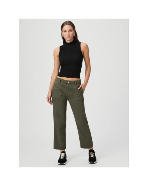 PAIGE Green Cropped Trousers