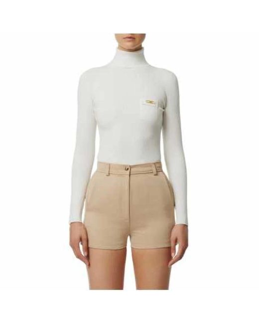 Elisabetta Franchi Geribbelde Coltrui Met Knoopmanchetten in het White