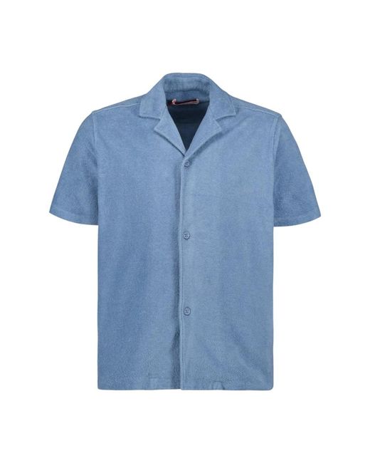 Orlebar Brown Kurzarm baumwollhemd mit spitzkragen in Blue für Herren