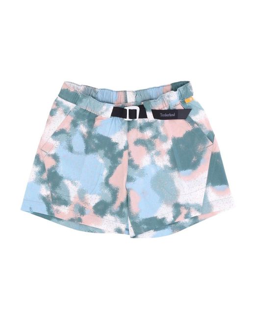 Timberland Korte Broeken ,Veelkleurig ,Katoen Water Print Shorts in het Blue