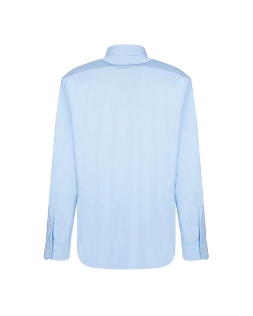 Dell'Oglio Blau Gestreiftes Langarmhemd in Blue für Herren