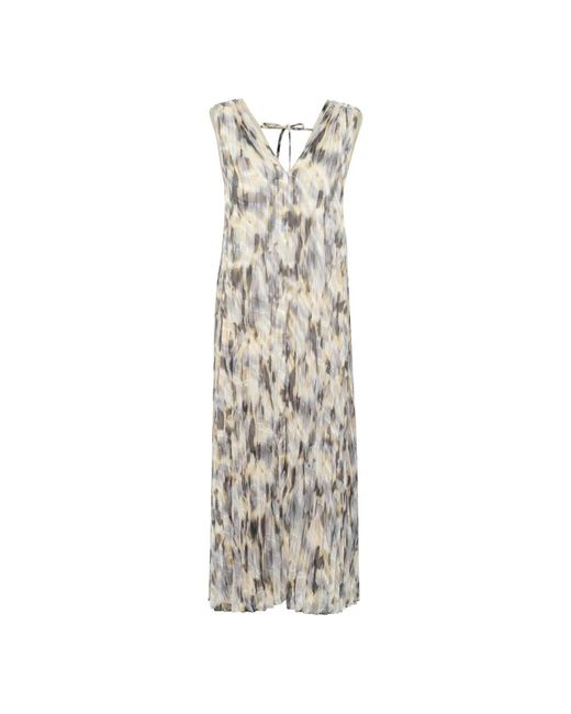 Kaffe Multicolor Grau Grafisches Blur-Print Kleid