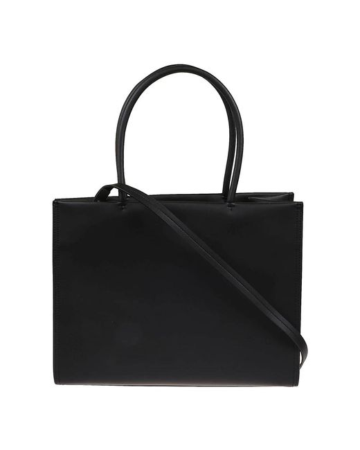 Tory Burch Black Geflochtene leder-einkaufstasche mit t-logo