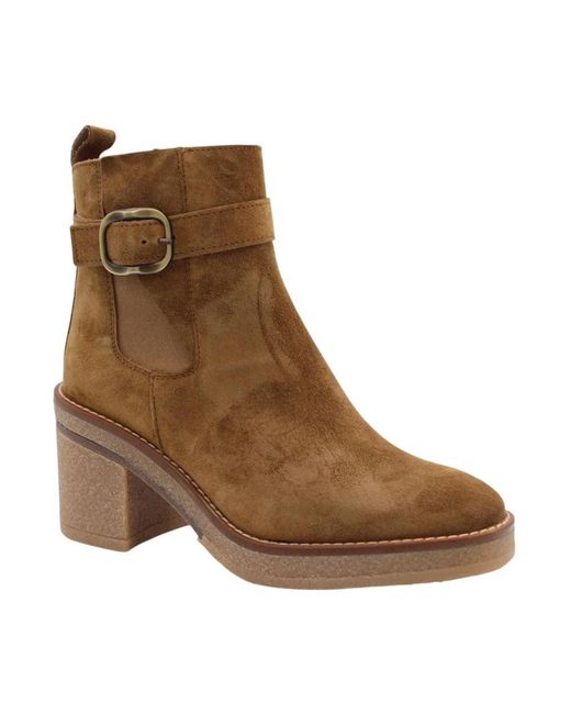 Alpe Brown Heeled Boots