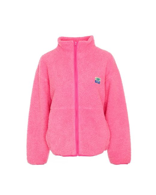 American Vintage Gezellig Fleece Jack Met Rits in het Pink