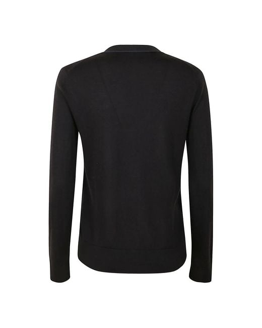 Tory Burch Truien & Vesten ,Zwart ,Wol Zwart Wollen Zijden Vest Met Contrasterende Bies in het Black