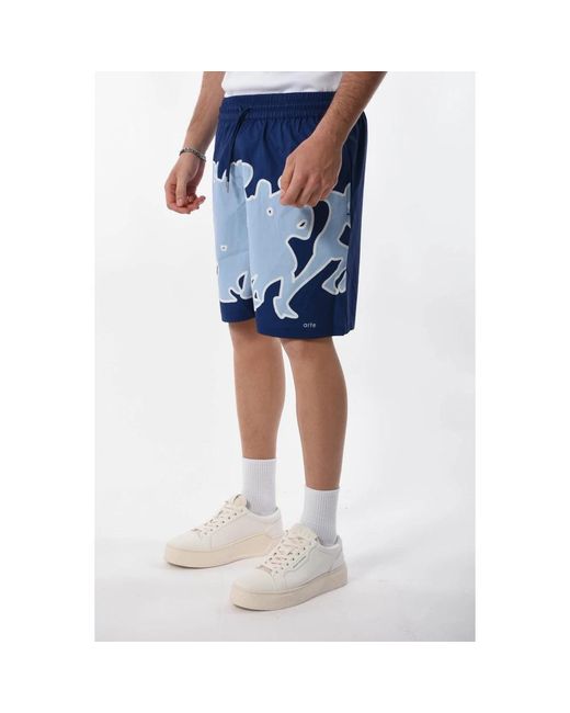 Arte' Bedruckte bermuda-shorts mit elastischem bund in Blue für Herren