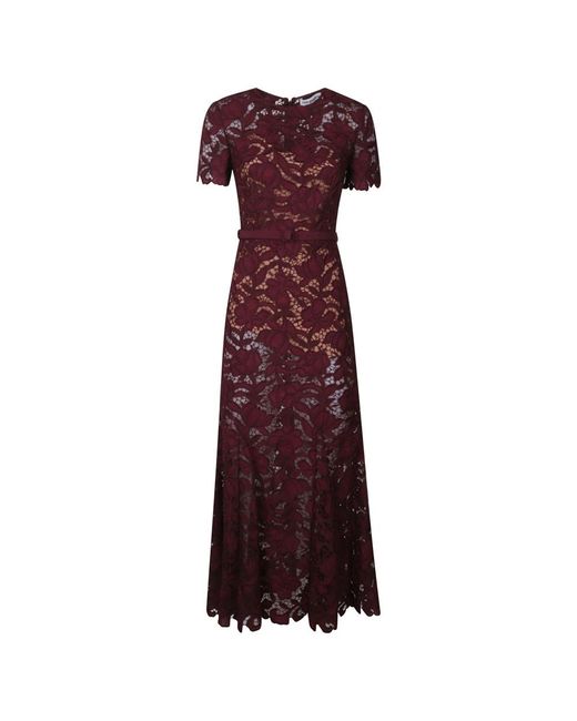 Self-Portrait Lace Midi Jurk in het Purple