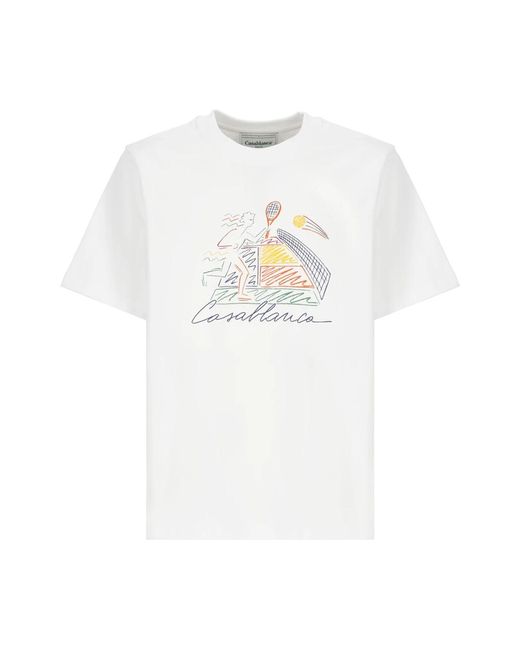 Casablancabrand Weiße baumwoll t-shirt mit logo druck in White für Herren