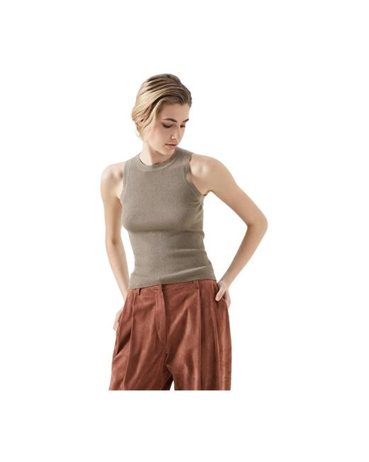 Brunello Cucinelli Sleeveless Shirt in het Brown