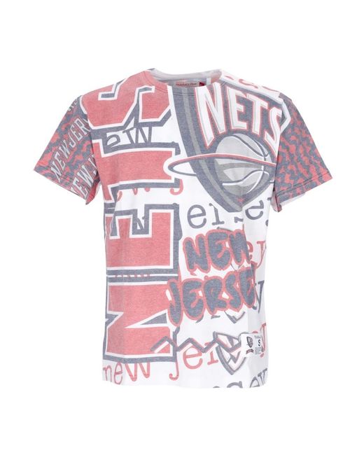 Mitchell & Ness Tops ,Veelkleurig ,Katoen Nba Jumbotron 2.0 Tee Hardwood Classics in het Pink voor heren