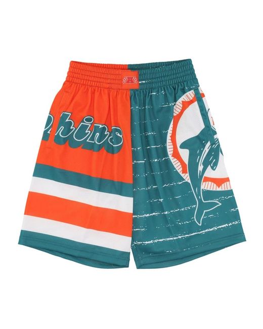 Mitchell & Ness Fitness ,Veelkleurig ,Polyester Miami Dolphins Nfl Basketbalshorts in het Blue voor heren
