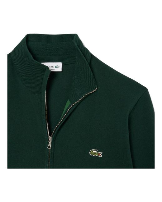 Lacoste Truien & Vesten ,Groen ,Katoen Katoenen Trui Met Col En Rits in het Green voor heren