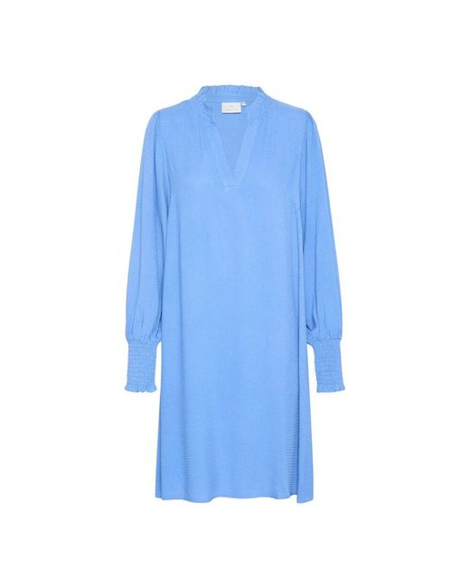 Kaffe Blue Flowing kleid mit smock schetten