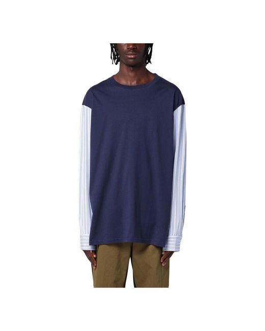 Wales Bonner Langarm Rundhals T-Shirt in Blue für Herren