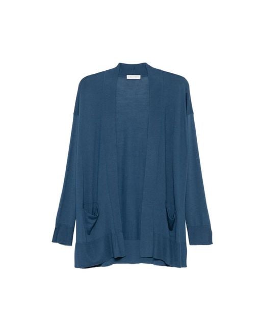 Le Tricot Perugia Blue Pocket Cardigan