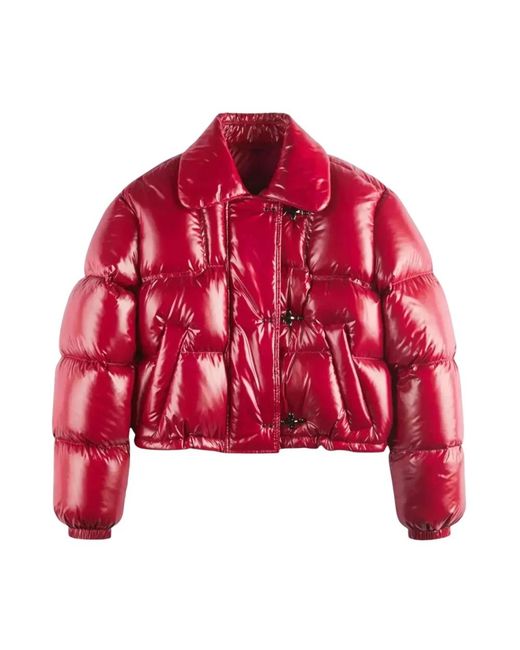 Fay Jassen ,Rood ,3-Hook Cropped Down Jacket in het Red