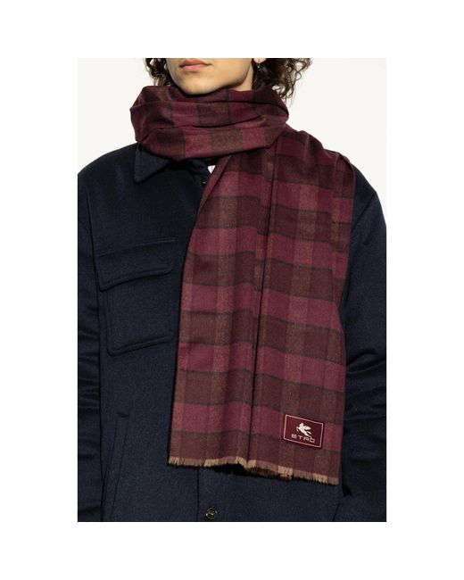 Etro Accessoires ,Rood ,Wol Geruite Sjaal in het Purple voor heren