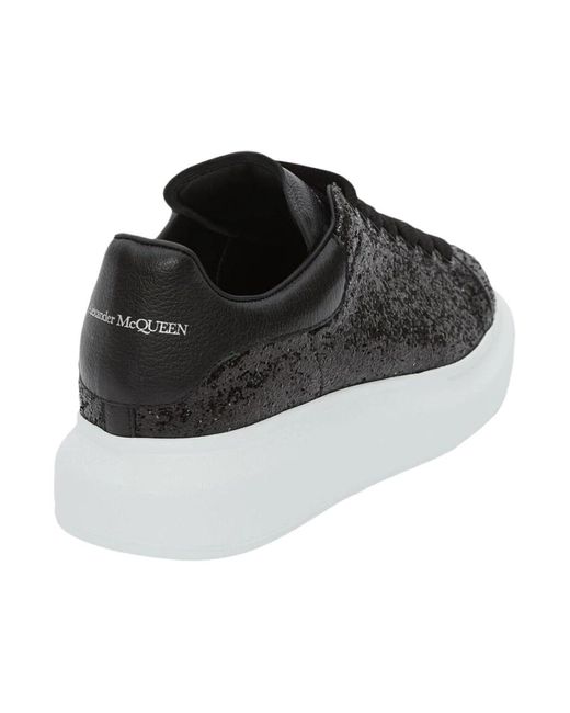 Alexander McQueen Black E Glitzernde Leder-Oversized-Sneakers für Frauen