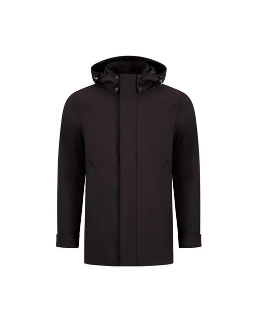 Woolrich Jassen ,Zwart ,Leer Soft Shell Barrow Mac Coat in het Blue voor heren