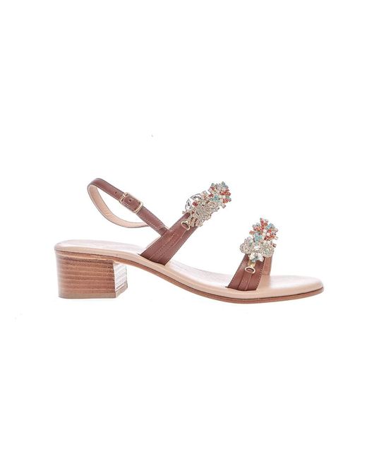 Paola Fiorenza Pink Leder strass sandalen