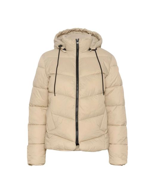 Kaffe Jassen ,Grijs ,Gewatteerde Veergrijze Jas Met Capuchon in het Natural