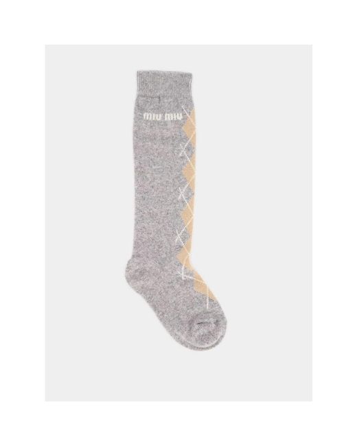 Miu Miu Ondergoed ,Grijs ,Wol Wool Cashmere Blend Socks in het Gray