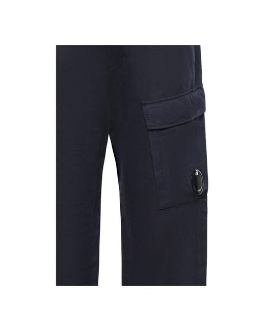 C P Company Blue Straight Trousers for men