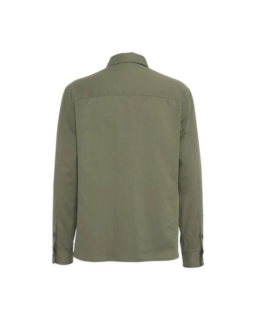 Paolo Pecora Jassen ,Groen ,Gabardine Overshirt Met Logo Details in het Green voor heren