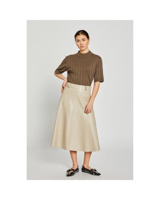 Bruuns Bazaar Rokken ,Grijs ,Leer Imma Skirt in het Natural