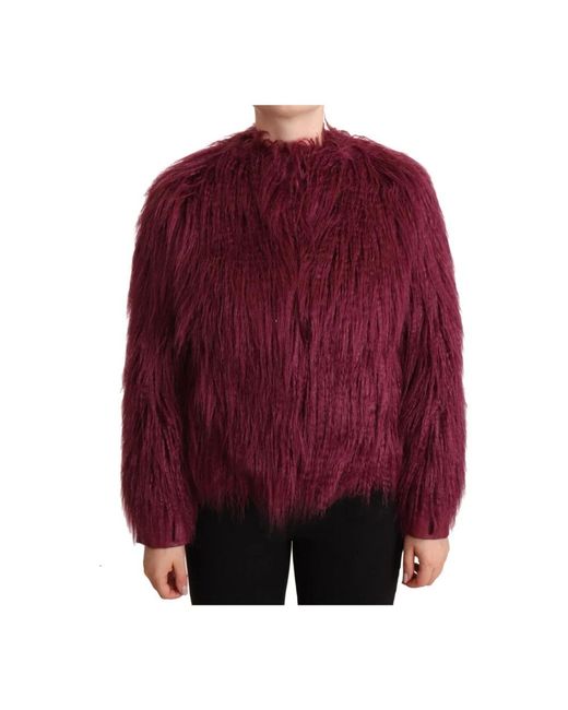 Patrizia Pepe Red Faux Fur & Shearling Jackets