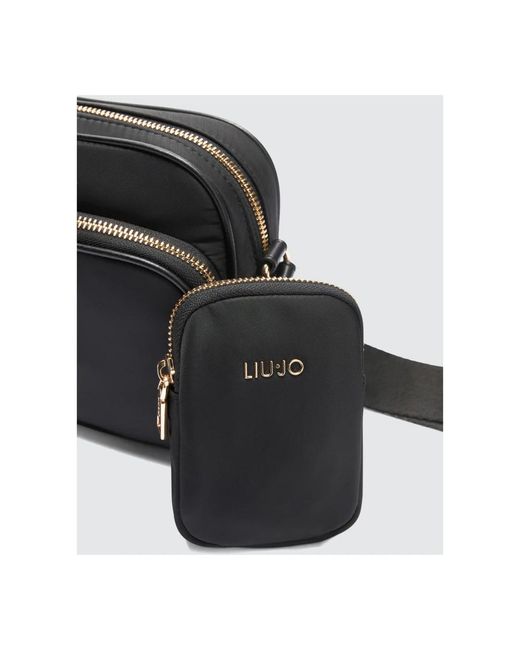 Liu Jo Black Schwarze nylon-schultertasche mit logo