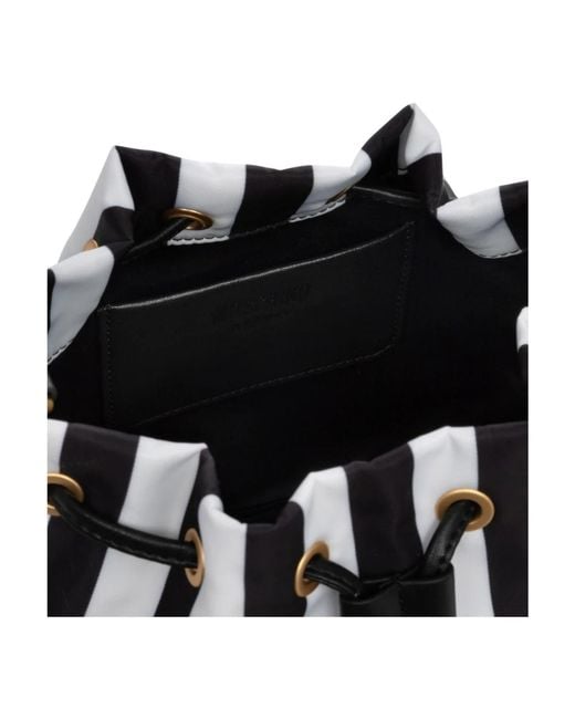Moschino Black Gestreifte bucket bag mit verstellbarem riemen