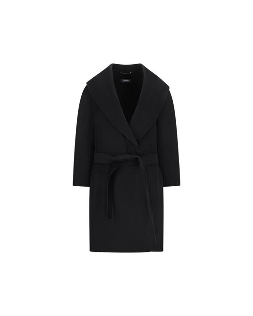 Max Mara Messi Wool Coat in het Black