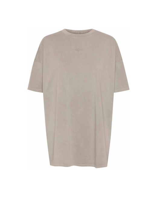 Gestuz Tops ,Bruin ,Katoen Rock Ridge Oversize Tee Top in het Gray
