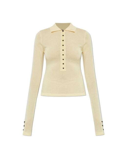 Jacquemus Merino Ml Wool Polo Sweater in het Natural