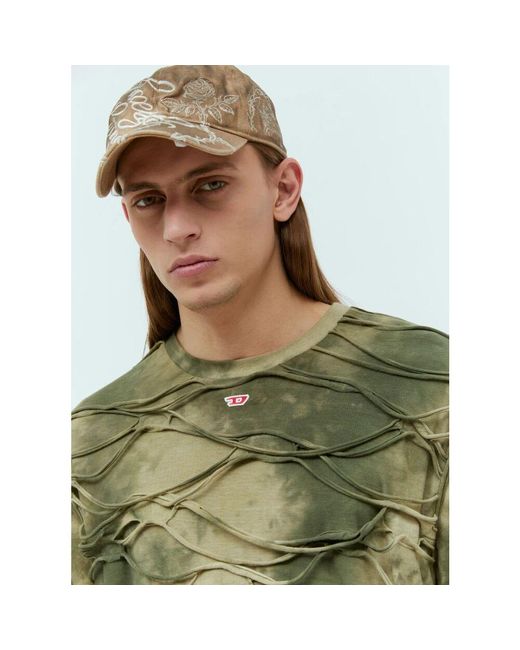 DIESEL Langarm tie dye t-shirt in Green für Herren