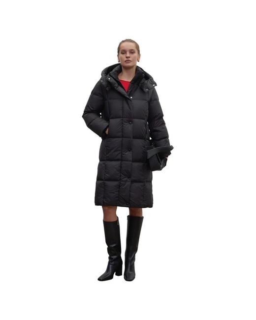 ESTRO Jassen ,Zwart ,Polyester Winterse Damesjas Met Knielengte in het Black