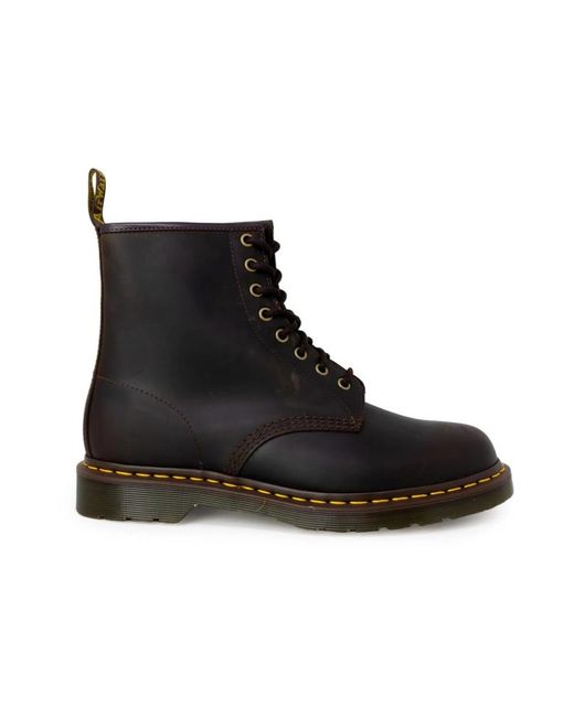 Dr. Martens Black Braune Leder Schnürstiefel