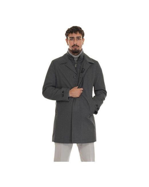 Cappotto mattutino in tela con chiusura a bottone di Fay in Gray da Uomo