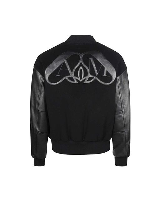 Alexander McQueen Woll-Leder Bomberjacke in Black für Herren