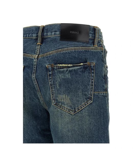 Purple Brand Blue Denim Shorts for men