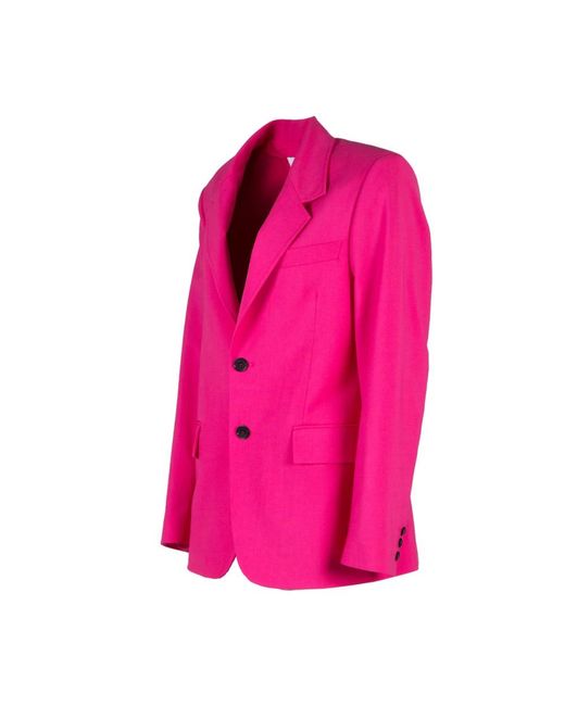 MSGM Light Wool 2 Button Jacket in het Pink