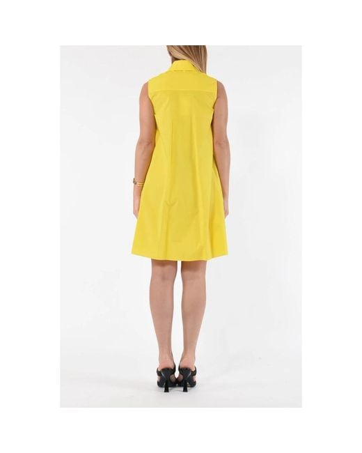 Patrizia Pepe Yellow Kleid aus baumwollhemd mit knopfleiste