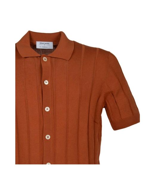Gran Sasso Brown Short Sleeve Shirts for men